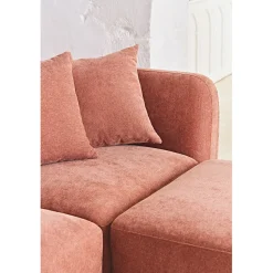 Canapé modulable 3 places terracotta avec pouf - Andrea