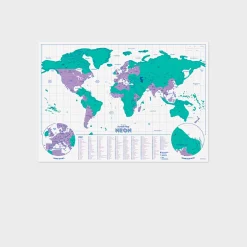Carte du monde à gratter néon vert 42x29cm