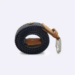 Ceinture tressée bleu marine et écru taille unique