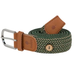 Ceinture tressée kaki et beige taille unique