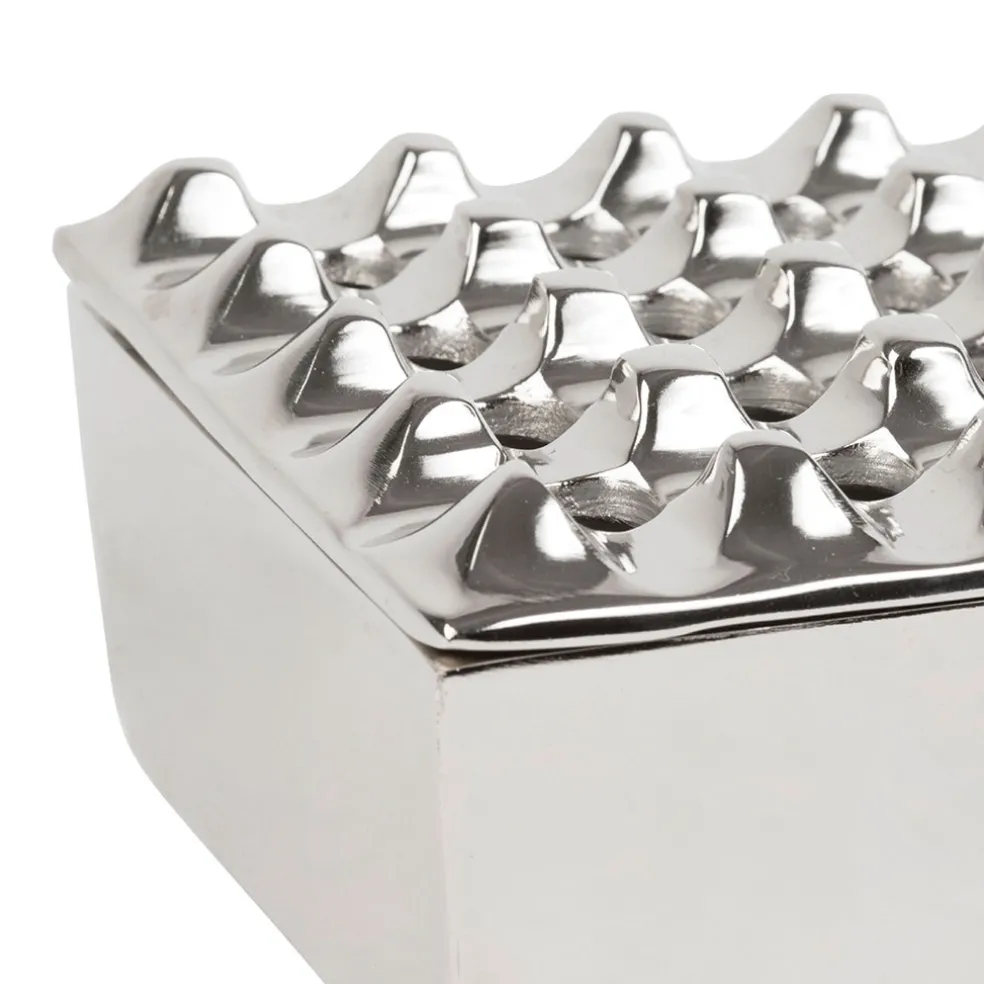 Cendrier en aluminium argenté d13cm - Riva