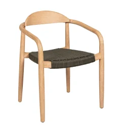 Chaise avec accoudoirs en bois d'eucalyptus kaki - Anam