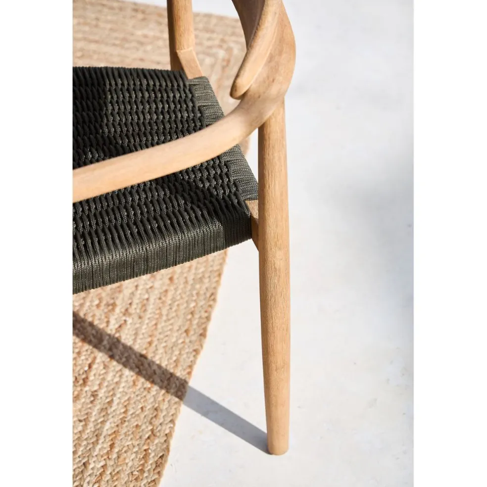Chaise avec accoudoirs en bois d'eucalyptus kaki - Anam