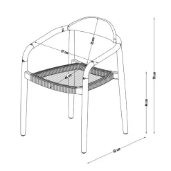 Chaise avec accoudoirs en bois d'eucalyptus kaki - Anam