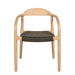 Chaise avec accoudoirs en bois d'eucalyptus kaki - Anam