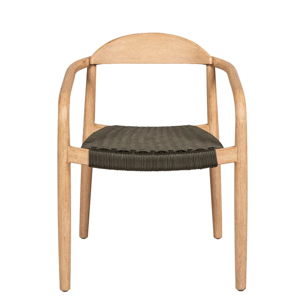 Chaise avec accoudoirs en bois d'eucalyptus kaki - Anam