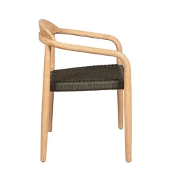 Chaise avec accoudoirs en bois d'eucalyptus kaki - Anam