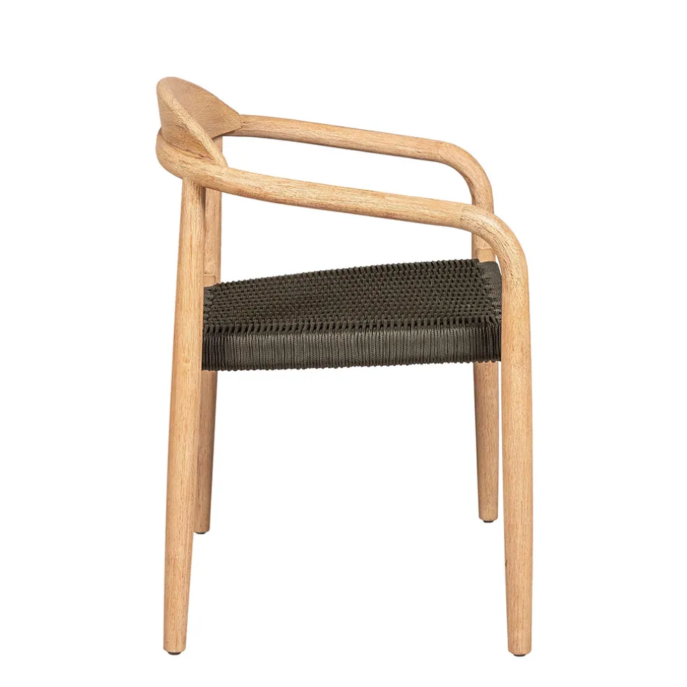 Chaise avec accoudoirs en bois d'eucalyptus kaki - Anam