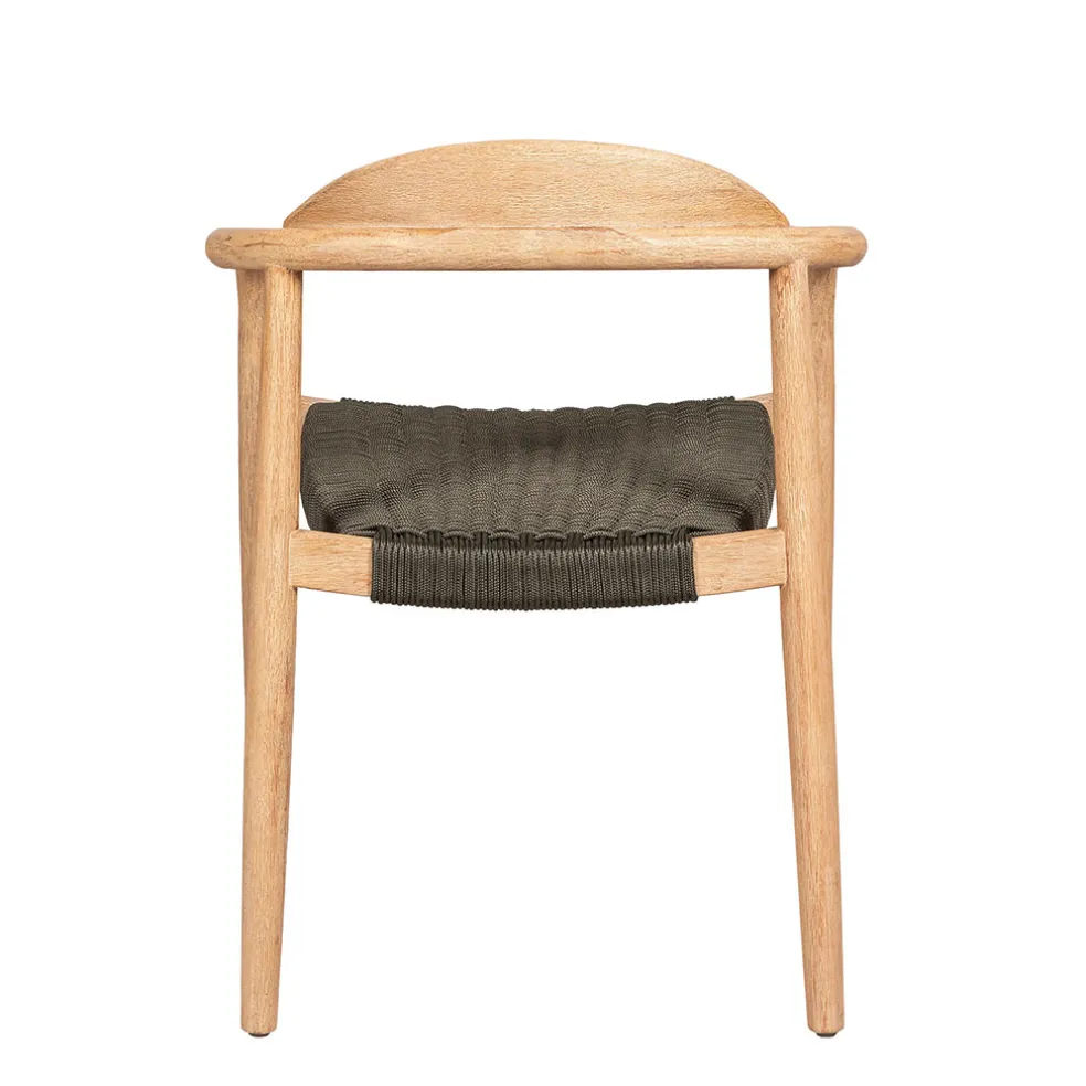Chaise avec accoudoirs en bois d'eucalyptus kaki - Anam