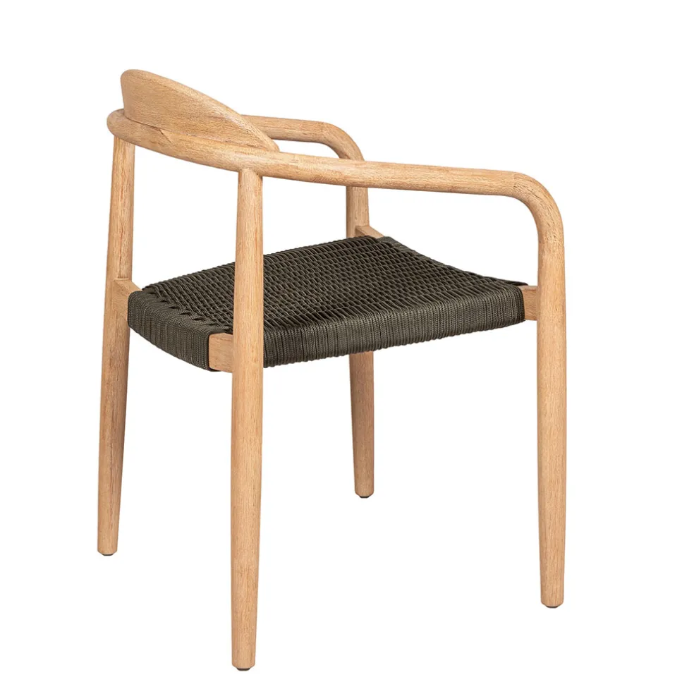 Chaise avec accoudoirs en bois d'eucalyptus kaki - Anam