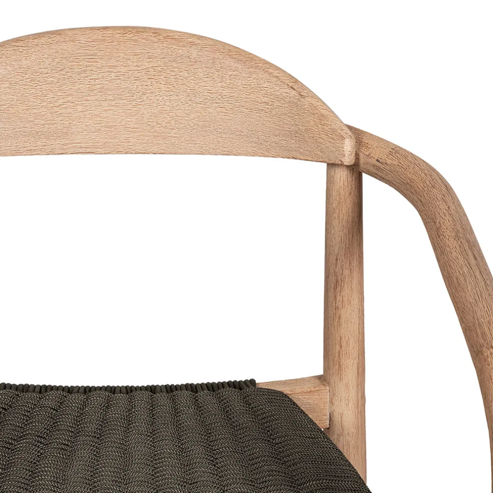 Chaise avec accoudoirs en bois d'eucalyptus kaki - Anam
