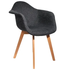 Chaise avec accoudoirs en tissu grosse maille noir - Scarlett