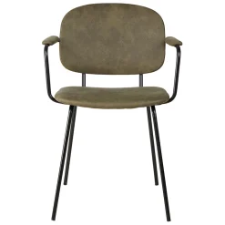 Chaise avec accoudoirs en tissu effet daim kaki - Aston