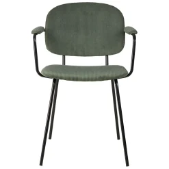 Chaise avec accoudoirs en velours côtelé vert sapin - Aston