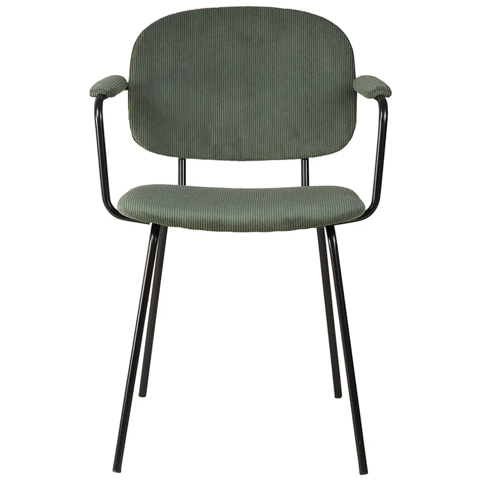 Chaise avec accoudoirs en velours côtelé vert sapin - Aston