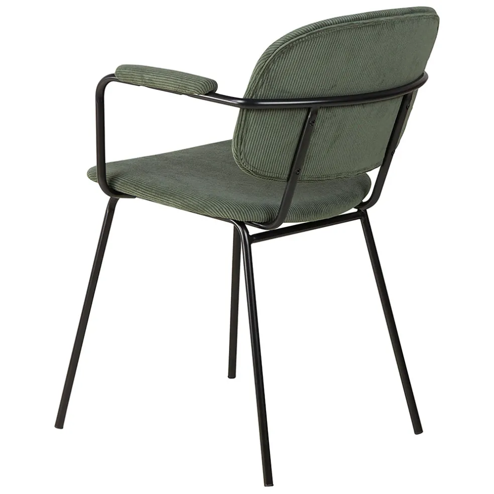 Chaise avec accoudoirs en velours côtelé vert sapin - Aston