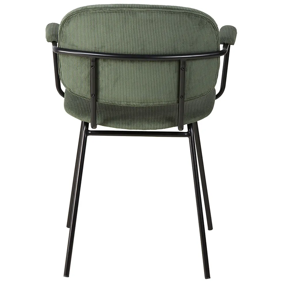 Chaise avec accoudoirs en velours côtelé vert sapin - Aston