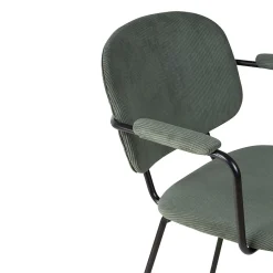 Chaise avec accoudoirs en velours côtelé vert sapin - Aston