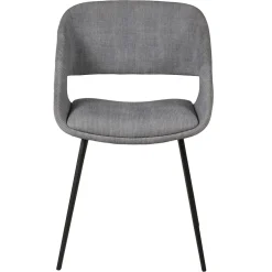 Chaise avec accoudoirs en velours côtelé gris clair - Alma