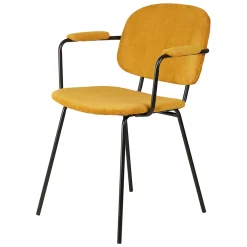 Chaise avec accoudoirs en velours côtelé curry - Aston