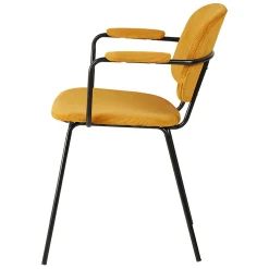 Chaise avec accoudoirs en velours côtelé curry - Aston
