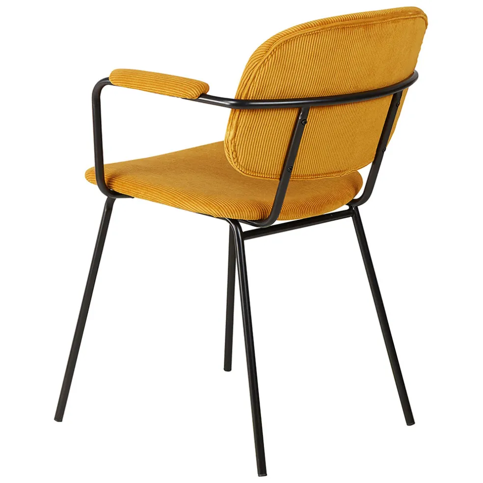 Chaise avec accoudoirs en velours côtelé curry - Aston