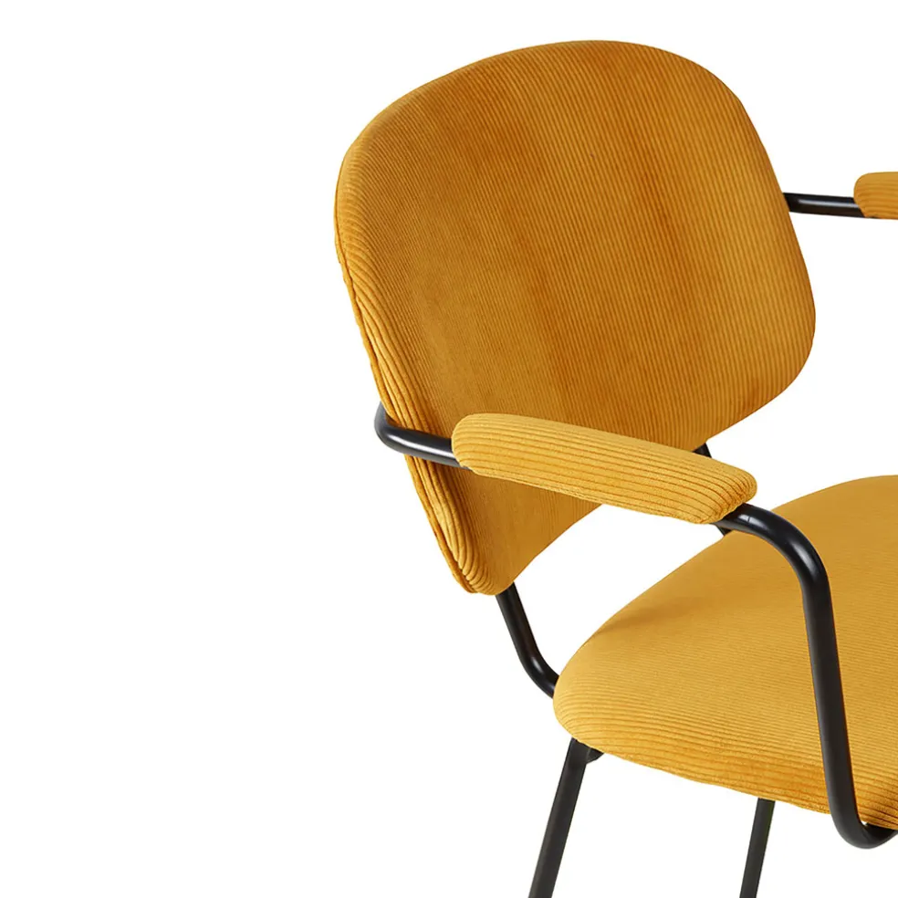 Chaise avec accoudoirs en velours côtelé curry - Aston