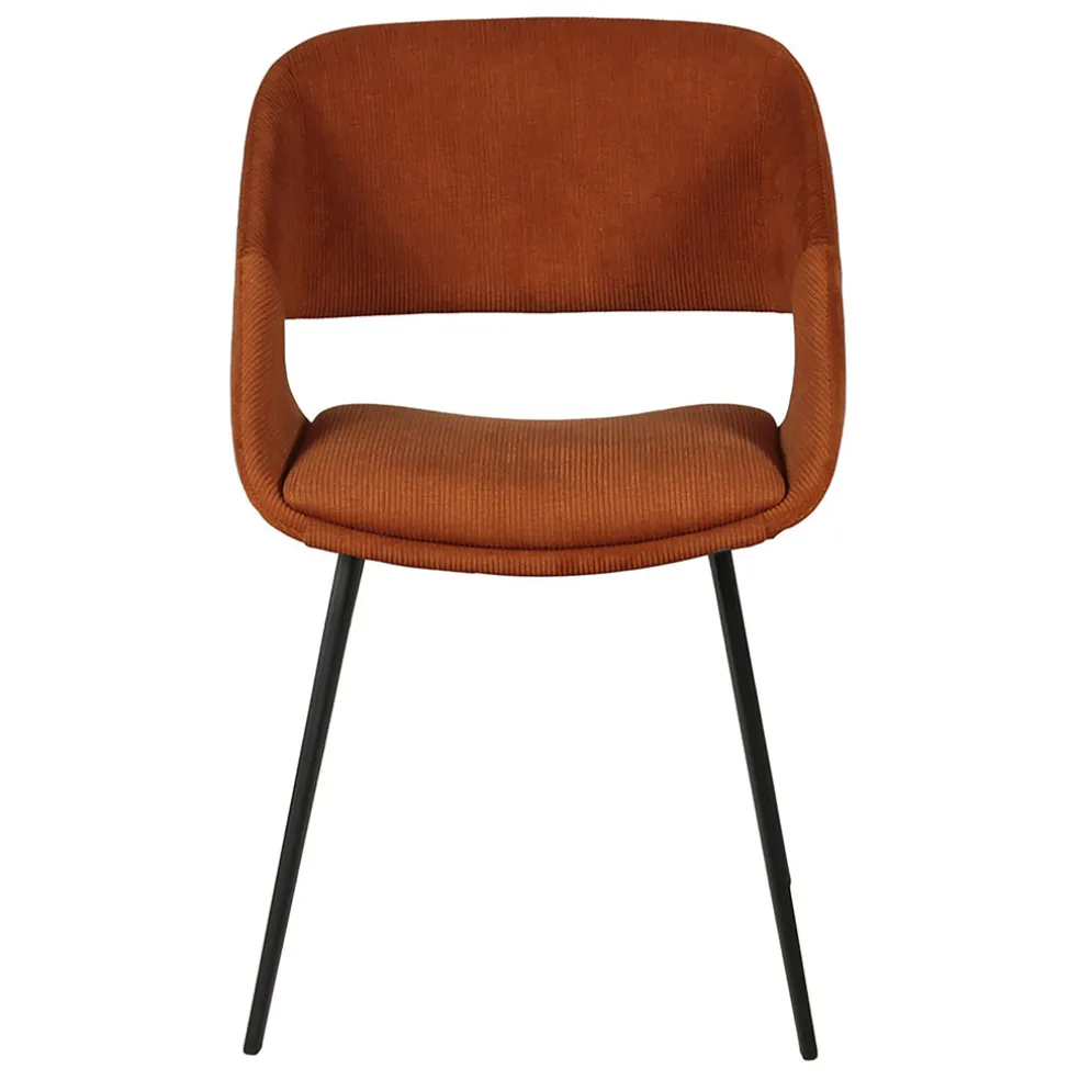 Chaise avec accoudoirs en velours côtelé cognac - Alma