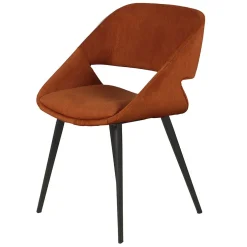 Chaise avec accoudoirs en velours côtelé cognac - Alma