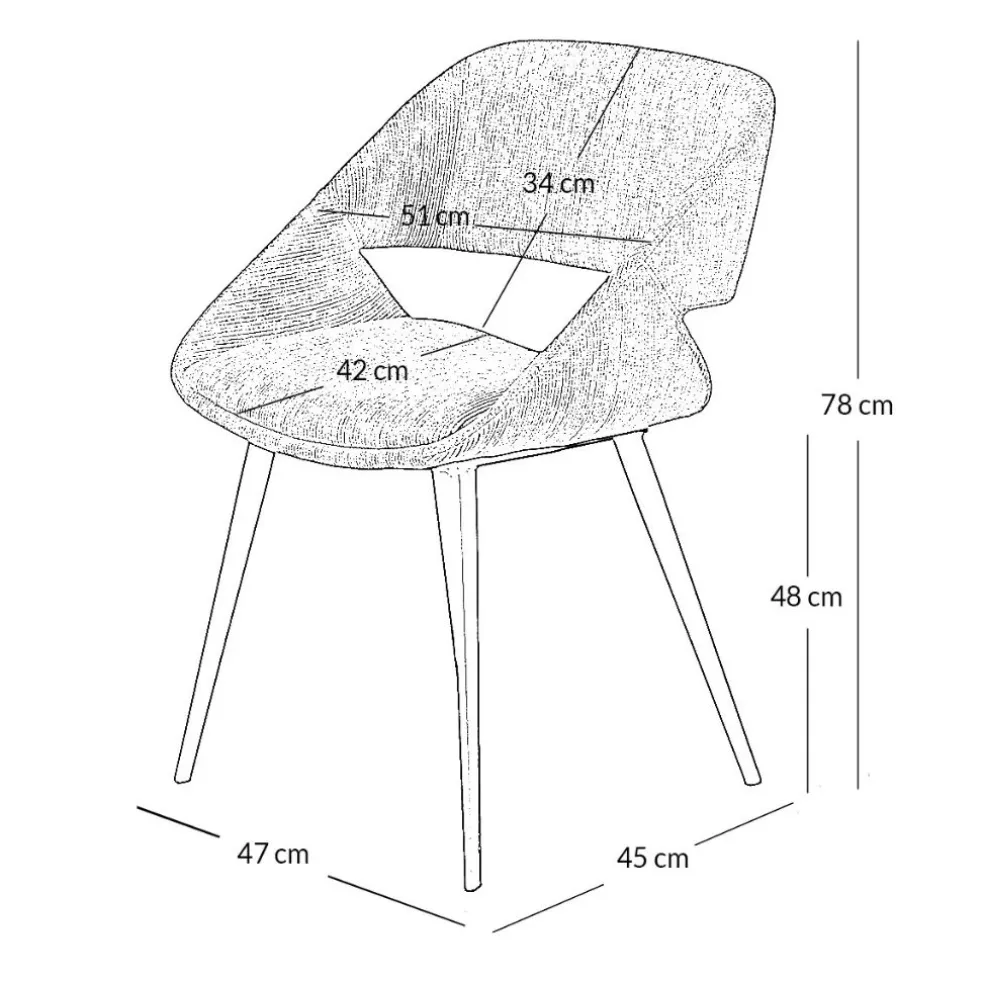Chaise avec accoudoirs en velours côtelé cognac - Alma