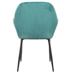 Chaise avec accoudoirs en velours côtelé bleu canard - Julia