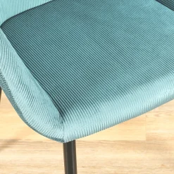 Chaise avec accoudoirs en velours côtelé bleu canard - Julia