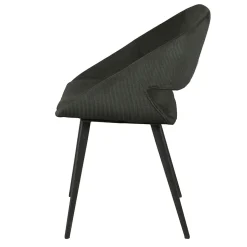 Chaise avec accoudoirs en velours côtelé vert foncé - Alma