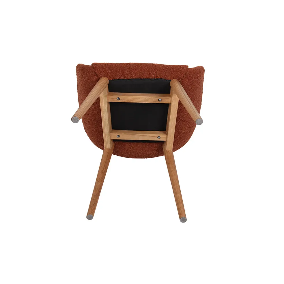 Chaise avec accoudoirs en tissu bouclette terracotta - Altea