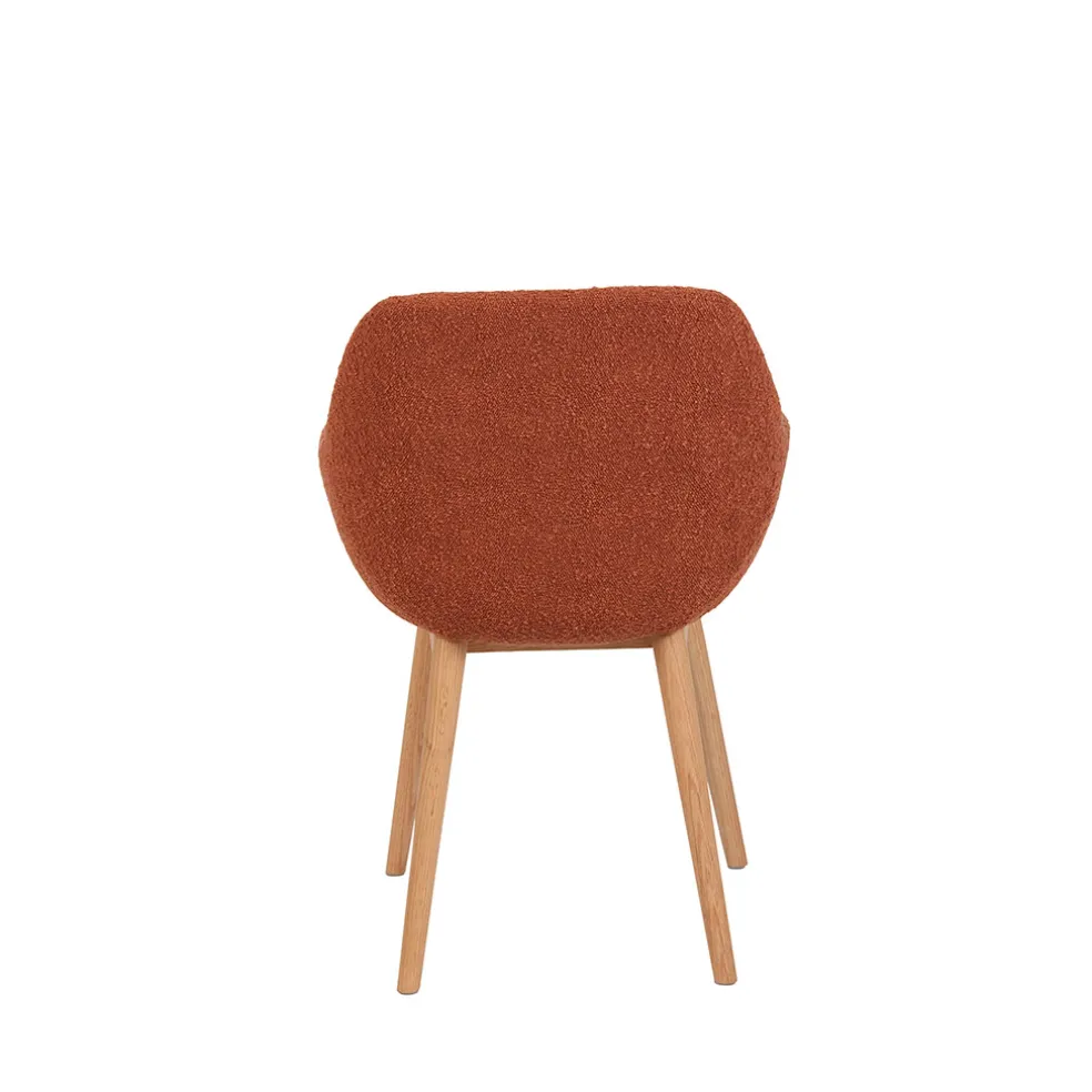 Chaise avec accoudoirs en tissu bouclette terracotta - Altea