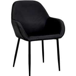 Chaise avec accoudoirs en velours côtelé noir - Julia