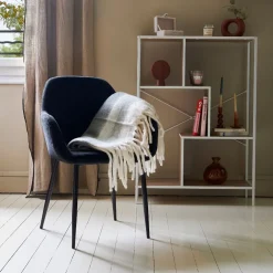 Chaise avec accoudoirs en velours côtelé noir - Julia