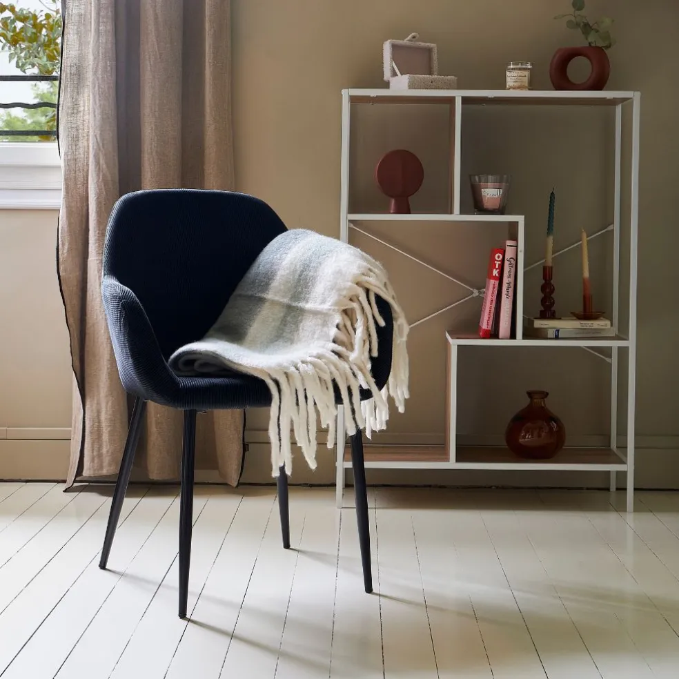 Chaise avec accoudoirs en velours côtelé noir - Julia