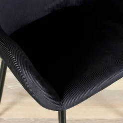 Chaise avec accoudoirs en velours côtelé noir - Julia