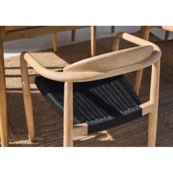 Chaise avec accoudoirs en bois d' eucalyptus noir - Anam