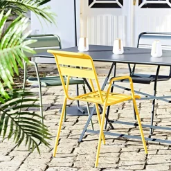 Chaise bridge d'extérieur en acier miel - Monceau