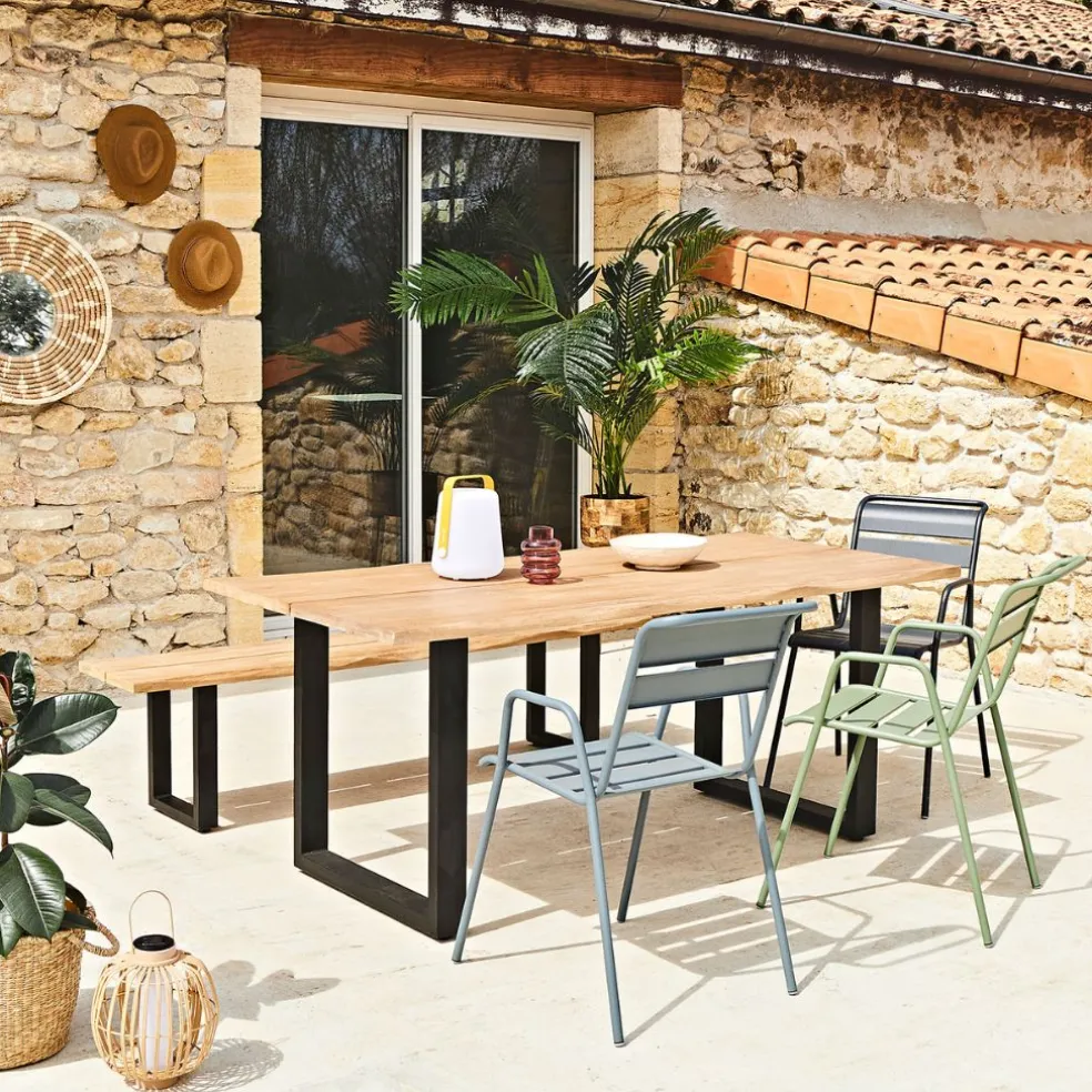 Chaise bridge d'extérieur en acier cactus - Monceau