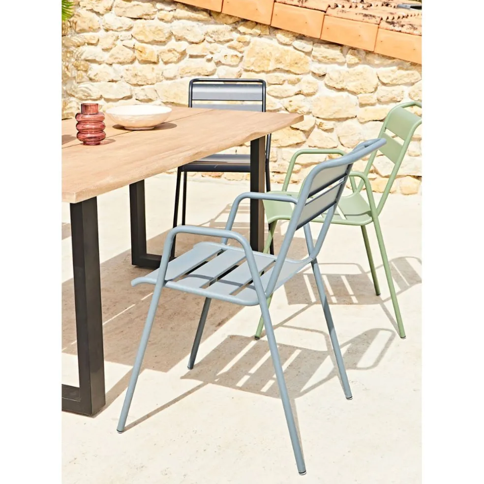 Chaise bridge d'extérieur en acier cactus - Monceau