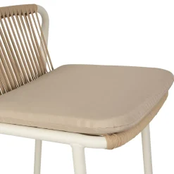 Chaise de bar d'extérieur avec coussin en tissu beige et blanc h97cm - Ajay