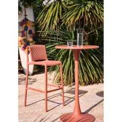 Chaise de bar d'extérieur terracotta h100cm - Lumi