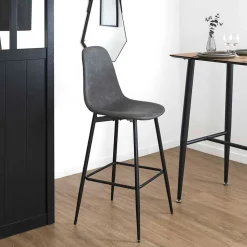 Chaise de bar effet cuir gris h70cm - Amber