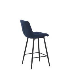 Chaise de bar en tissu matelassé bleu marine - Lilly