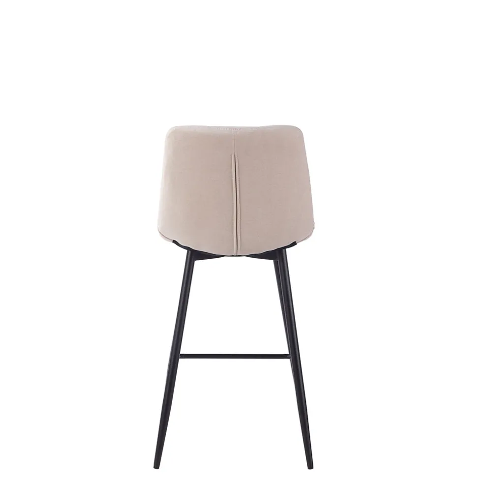 Chaise de bar en tissu matelassé blanc ivoire - Lilly