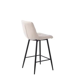 Chaise de bar en tissu matelassé blanc ivoire - Lilly