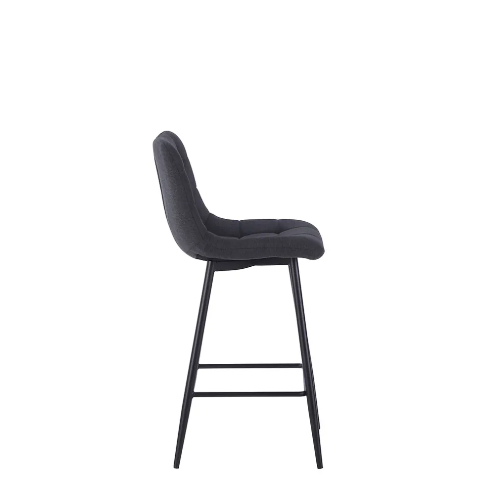 Chaise de bar en tissu matelassé antracithe - Lilly